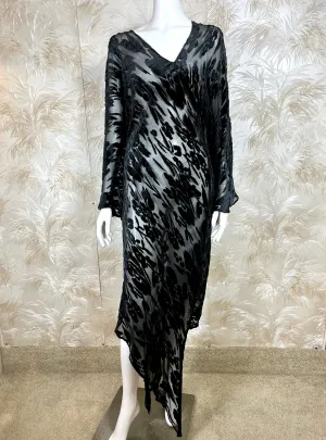 1970's Burnout Velvet Bias Cut Dress