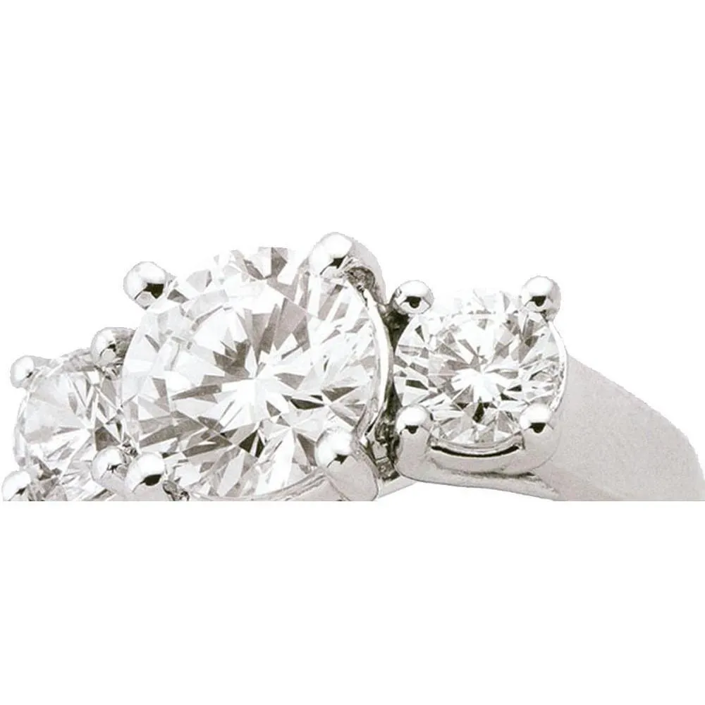 2.01 Carat Lucida Natural Earth Mined Diamond Rings White Gold 3 Stone