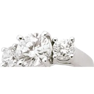 2.01 Carat Lucida Natural Earth Mined Diamond Rings White Gold 3 Stone