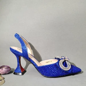 2022 Italian Fashion Design High-Heel Wine Glass Heel Pointed Ladies Shoes And Decorate With Crystals Dual-use Bags