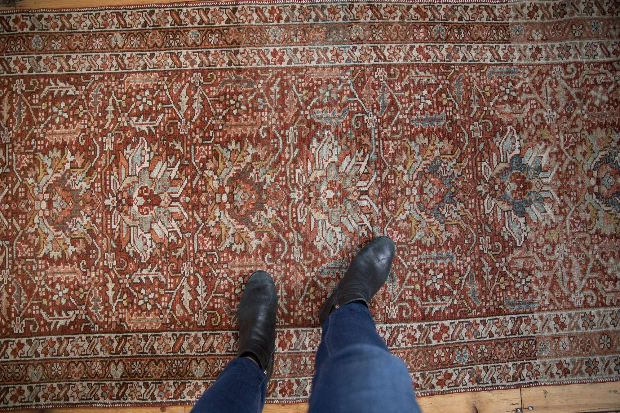 3.5x11 Vintage Distressed Karaja Rug Runner