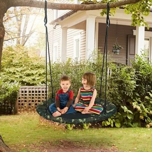 40 Inch Flying Saucer Tree Swing Outdoor Play Set with Adjustable Ropes Gift for
