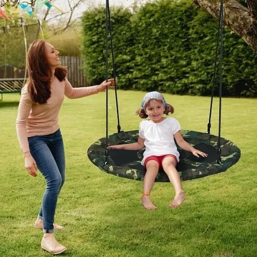 40 Inch Flying Saucer Tree Swing Outdoor Play Set with Adjustable Ropes Gift for