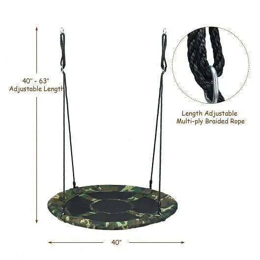 40 Inch Flying Saucer Tree Swing Outdoor Play Set with Adjustable Ropes Gift for