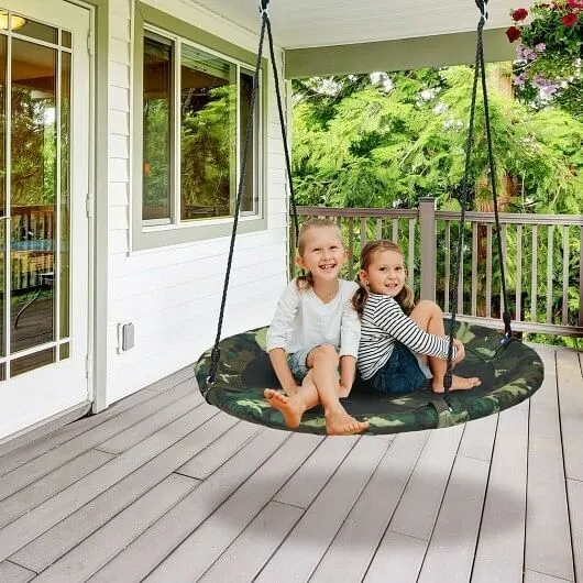 40 Inch Flying Saucer Tree Swing Outdoor Play Set with Adjustable Ropes Gift for