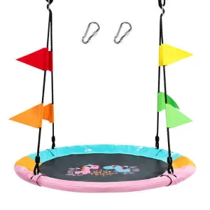 40 Inch Flying Saucer Tree Swing with Hanging Straps Monkey-Pink - Color: Pink