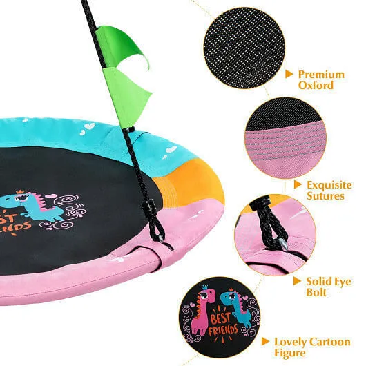 40 Inch Flying Saucer Tree Swing with Hanging Straps Monkey-Pink - Color: Pink
