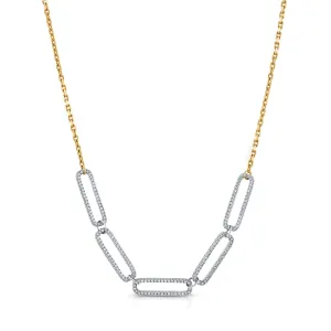 5 DIAMOND PAPERCLIP LINK CHAIN, 14KT GOLD