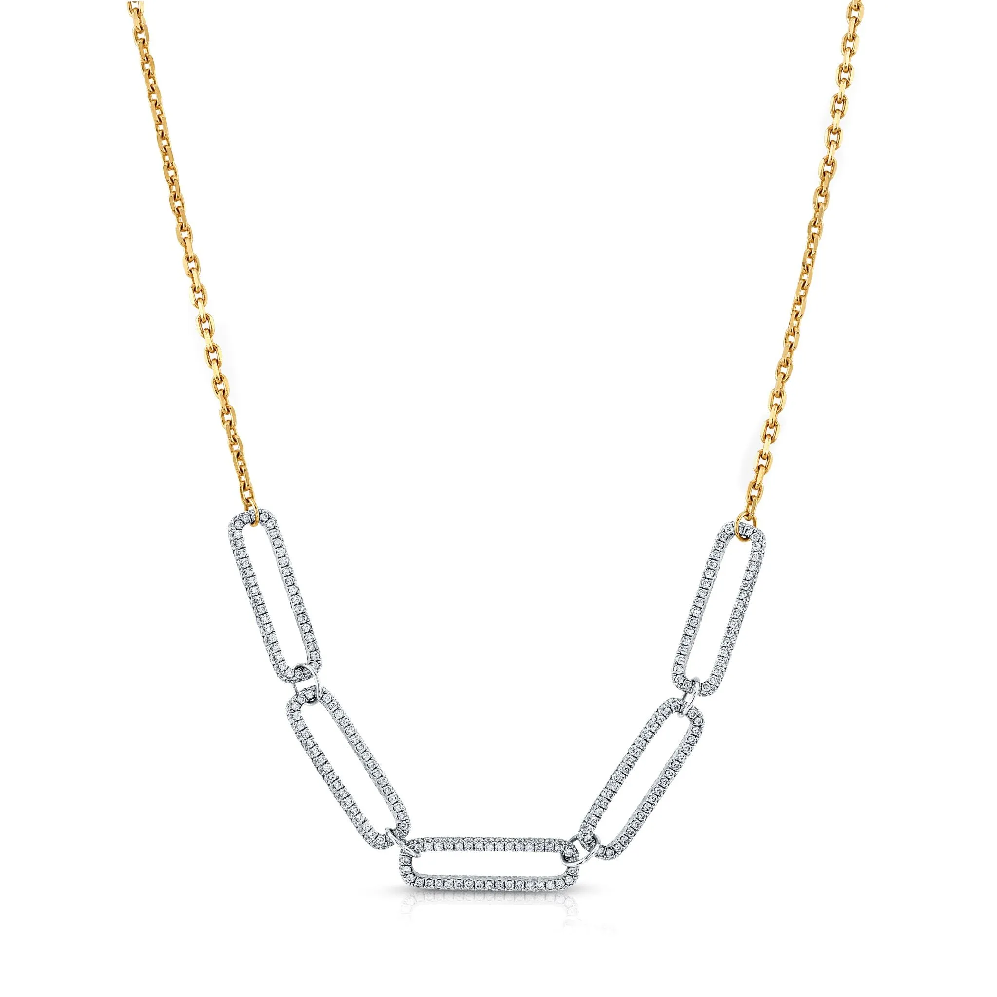 5 DIAMOND PAPERCLIP LINK CHAIN, 14KT GOLD