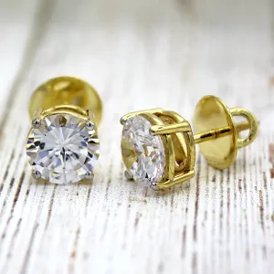 5 TCW Classic Round Simulated Diamond Stud Earrings