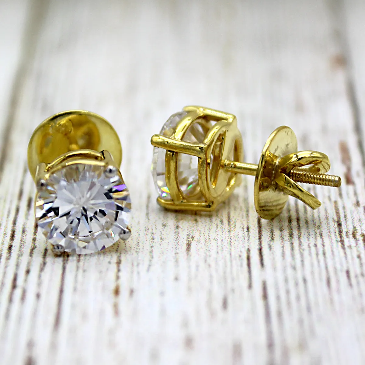 5 TCW Classic Round Simulated Diamond Stud Earrings