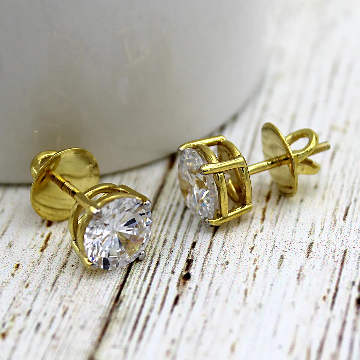 5 TCW Classic Round Simulated Diamond Stud Earrings