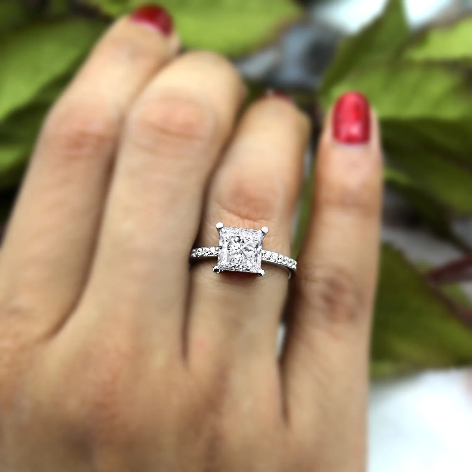 8 MM Classic Princess Solitaire Diamond Wedding Ring