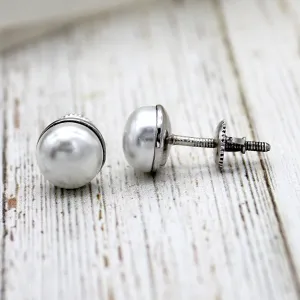 8 MM Round Pearl Classic Stud Earrings