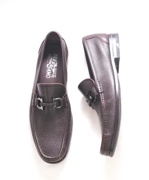 $850 SALVATORE FERRAGAMO - “GRANDIOSO" Gancini Bit Loafer Brown Leather - 9.5 D