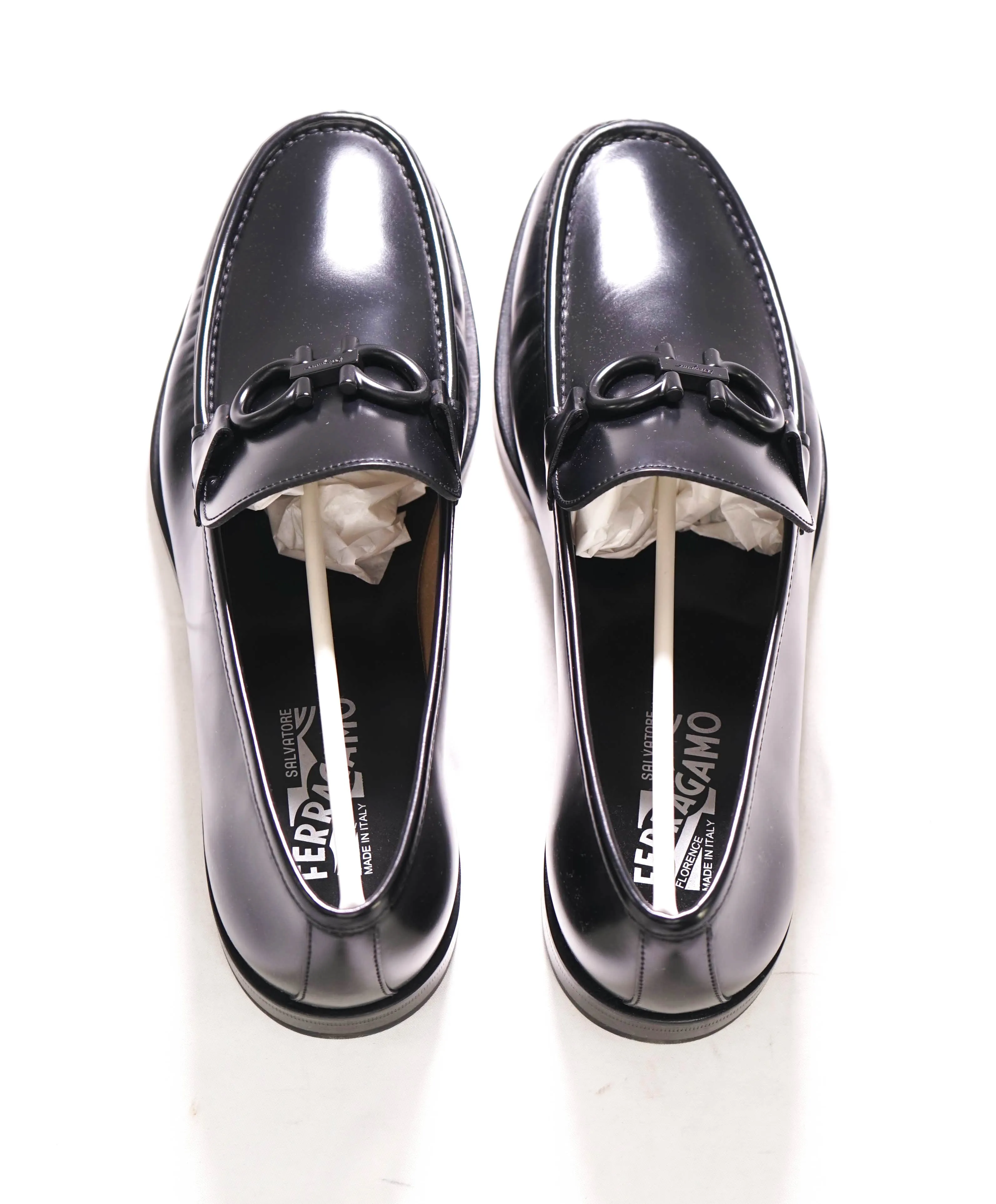 $850 SALVATORE FERRAGAMO - “ROLO" Gancini Bit Loafer Black Leather - 11 D US