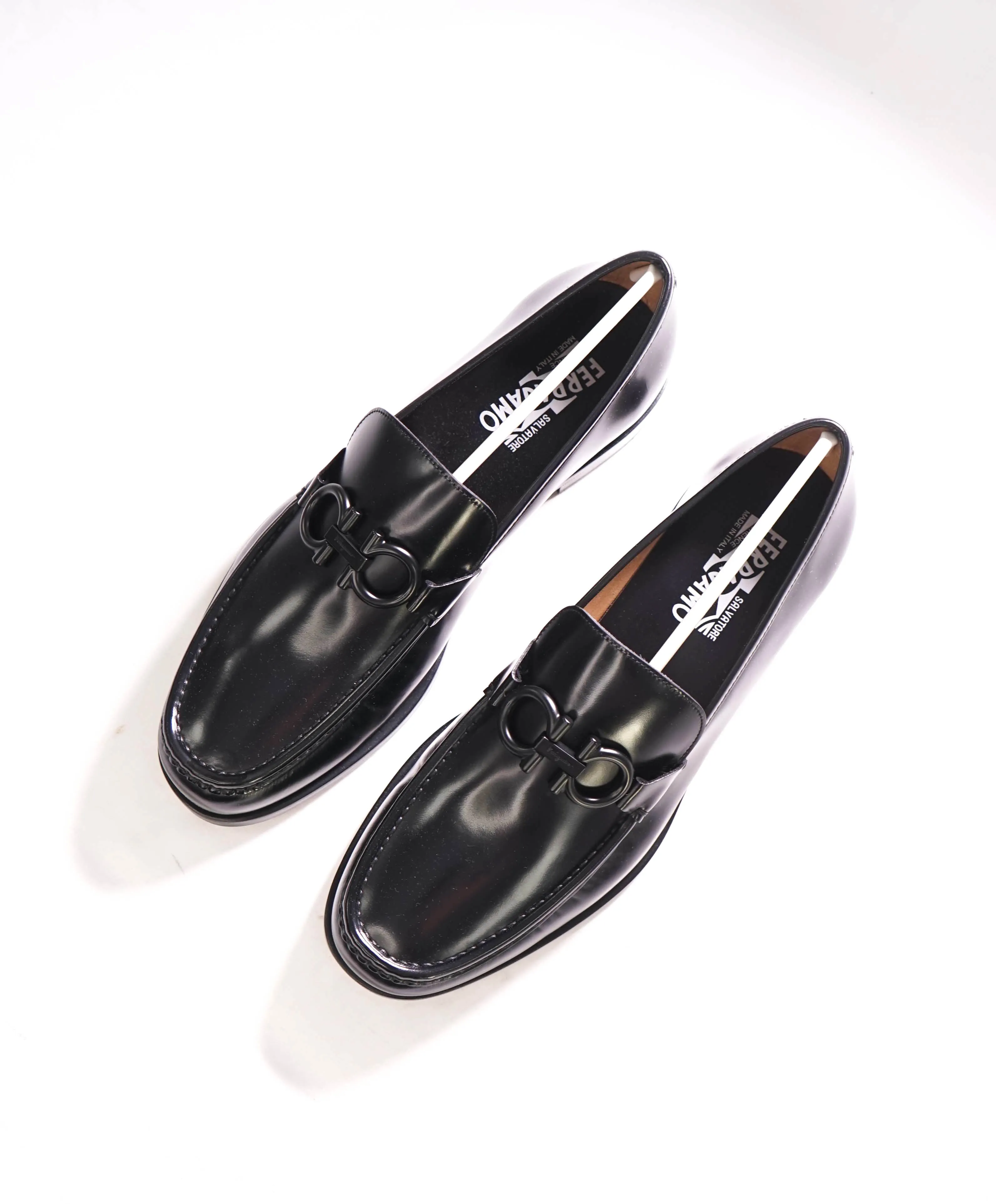$850 SALVATORE FERRAGAMO - “ROLO" Gancini Bit Loafer Black Leather - 11 D US