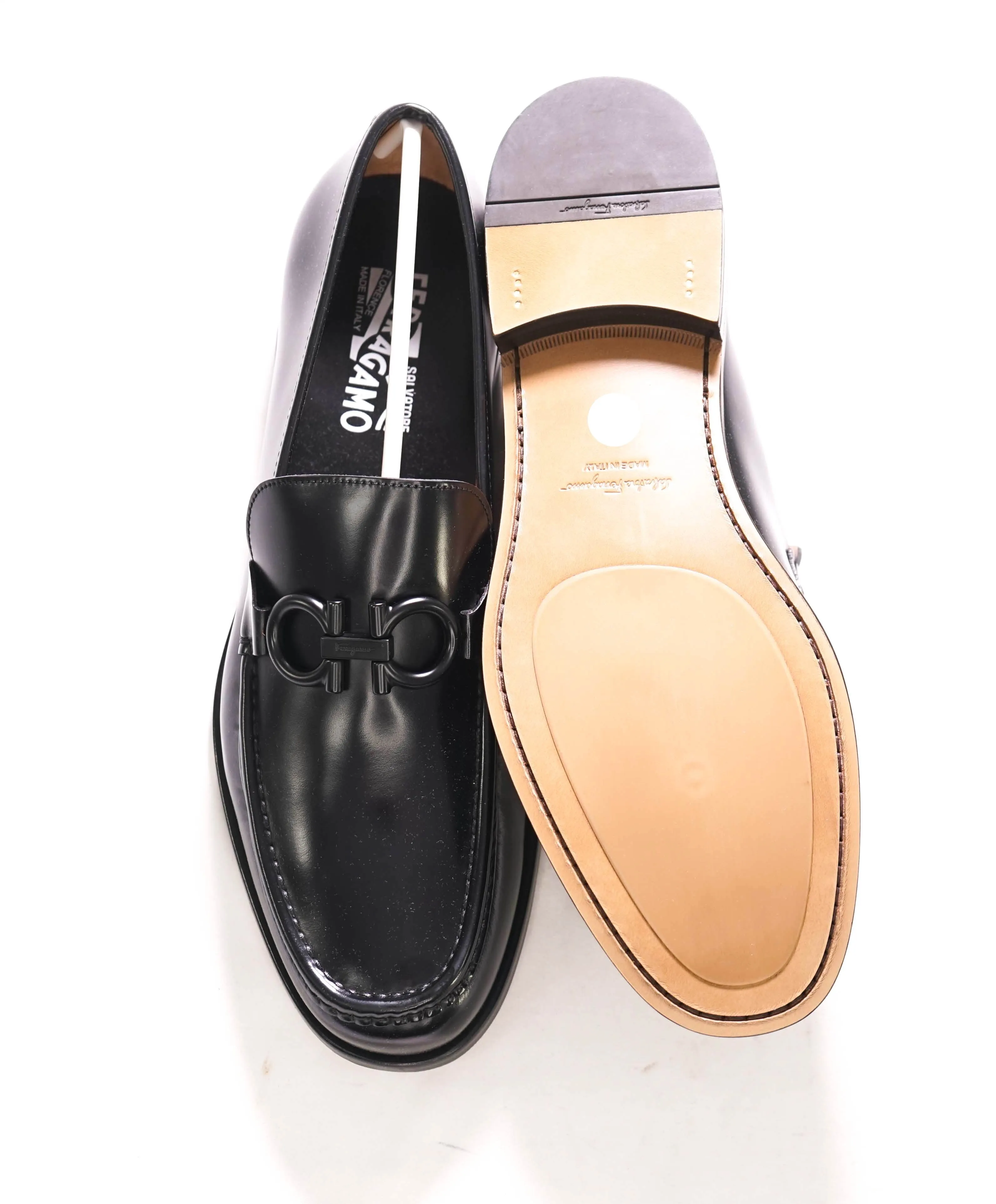 $850 SALVATORE FERRAGAMO - “ROLO" Gancini Bit Loafer Black Leather - 11 D US