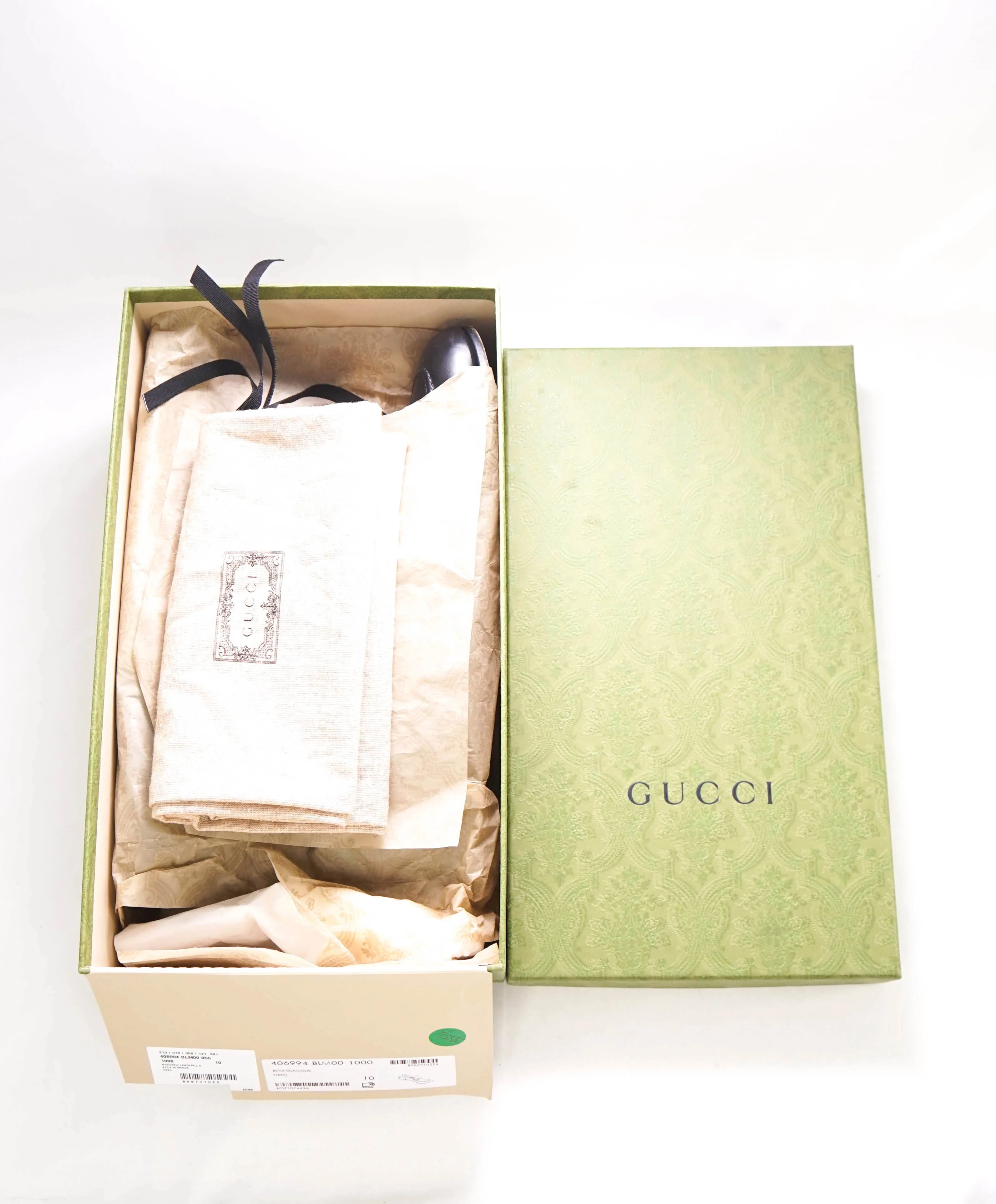 $920 GUCCI - "JORDAAN" Black/Gold ICONIC Horsebit Leather Loafers - 10.5US (10G)