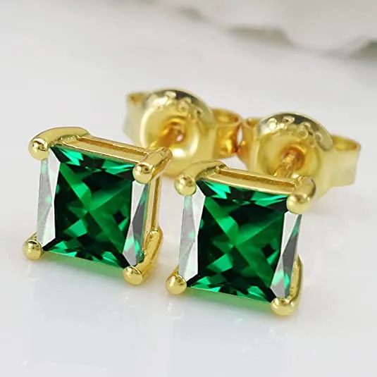 925 Sterling Silver 18k White Gold Plated Gold Green