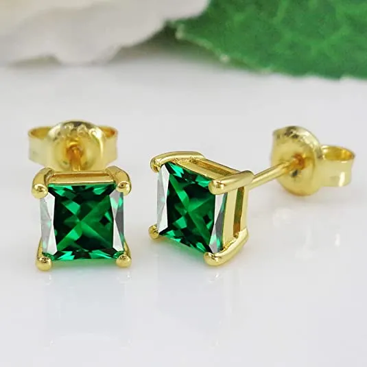 925 Sterling Silver 18k White Gold Plated Gold Green