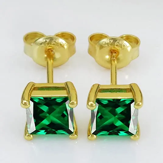 925 Sterling Silver 18k White Gold Plated Gold Green