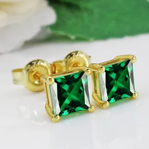 925 Sterling Silver 18k White Gold Plated Gold Green