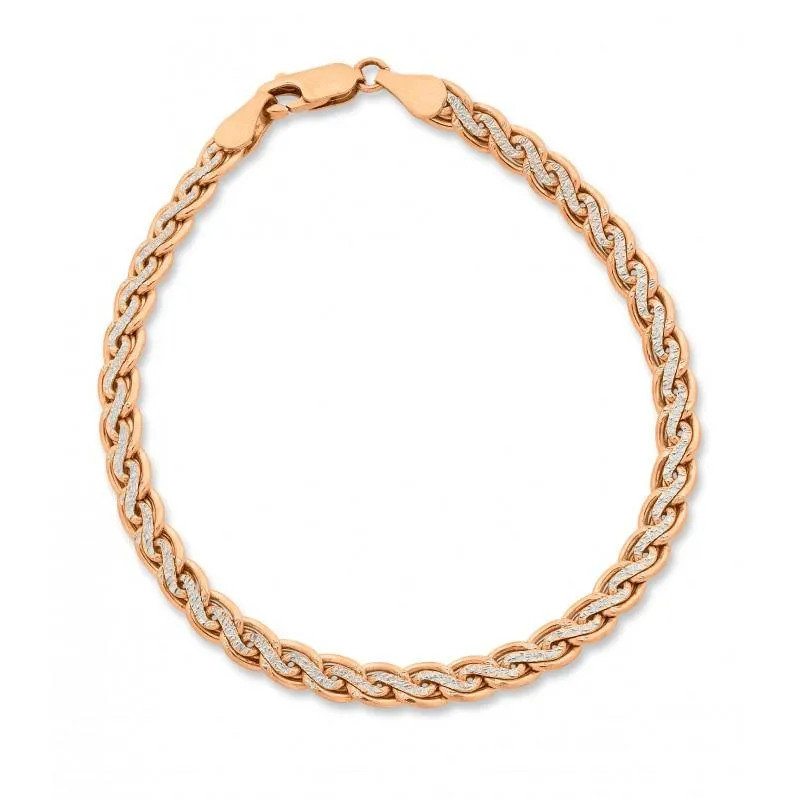 9ct Rose Gold Two Tone Silver Infused Bracelet
