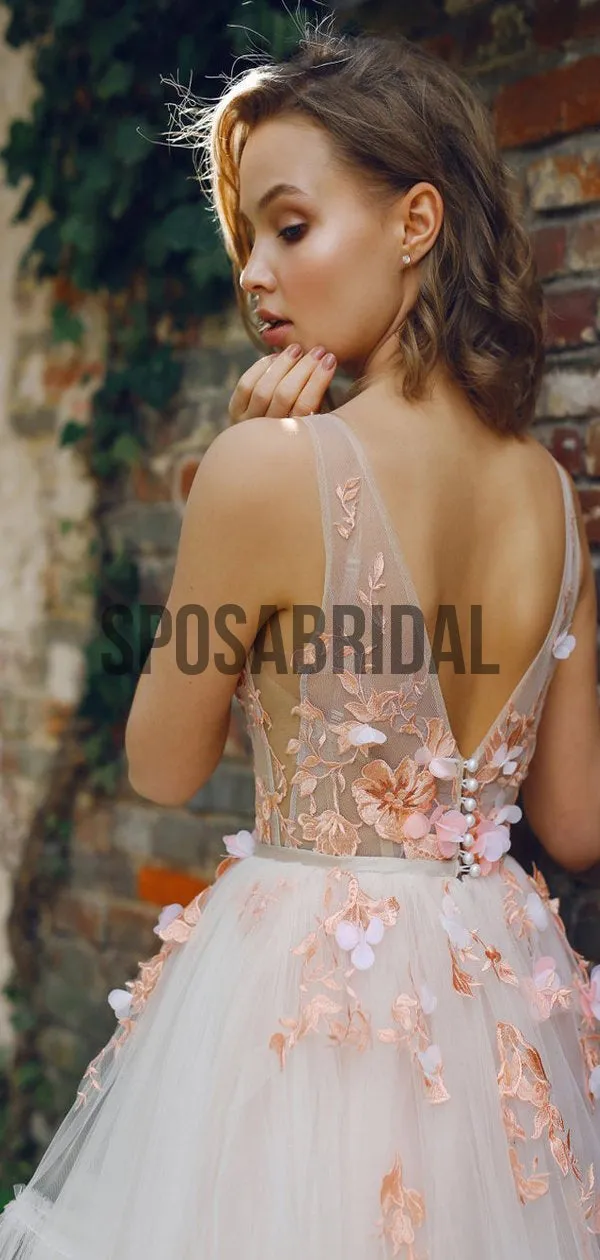 A-line Dream Elegant Vintage Long Wedding Dresses WD0500