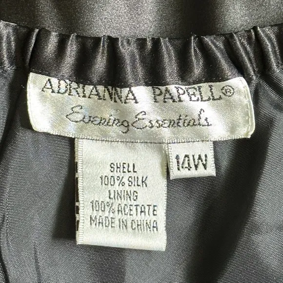 Adrianna Papell Evening Essentials 100% silk black evening skirt. Plus size 14W