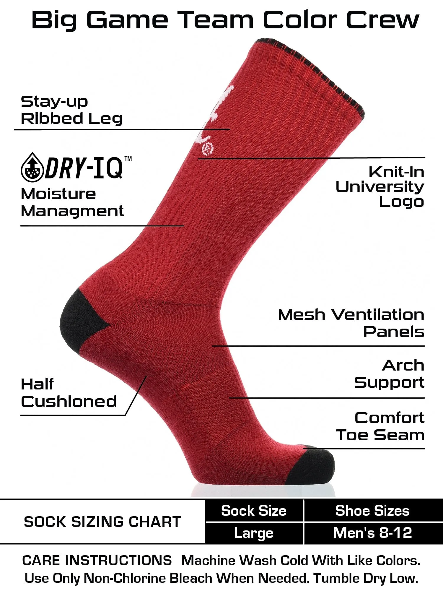 Alabama Crimson Tide Socks Campus Legend Crew Length
