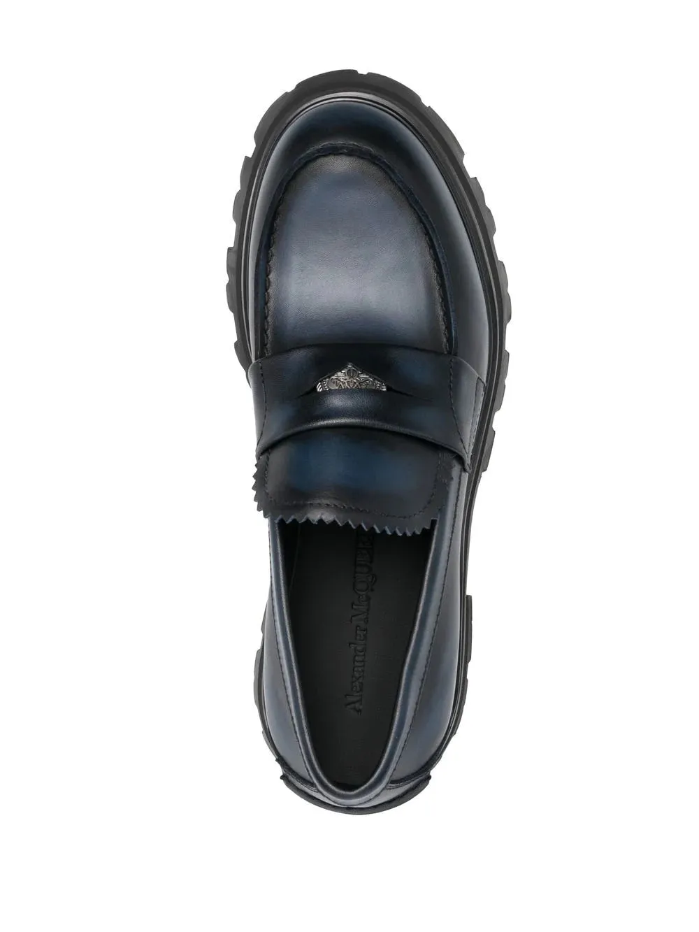 ALEXANDER MCQUEEN Ridged Swirl-design Leather Loafers Black
