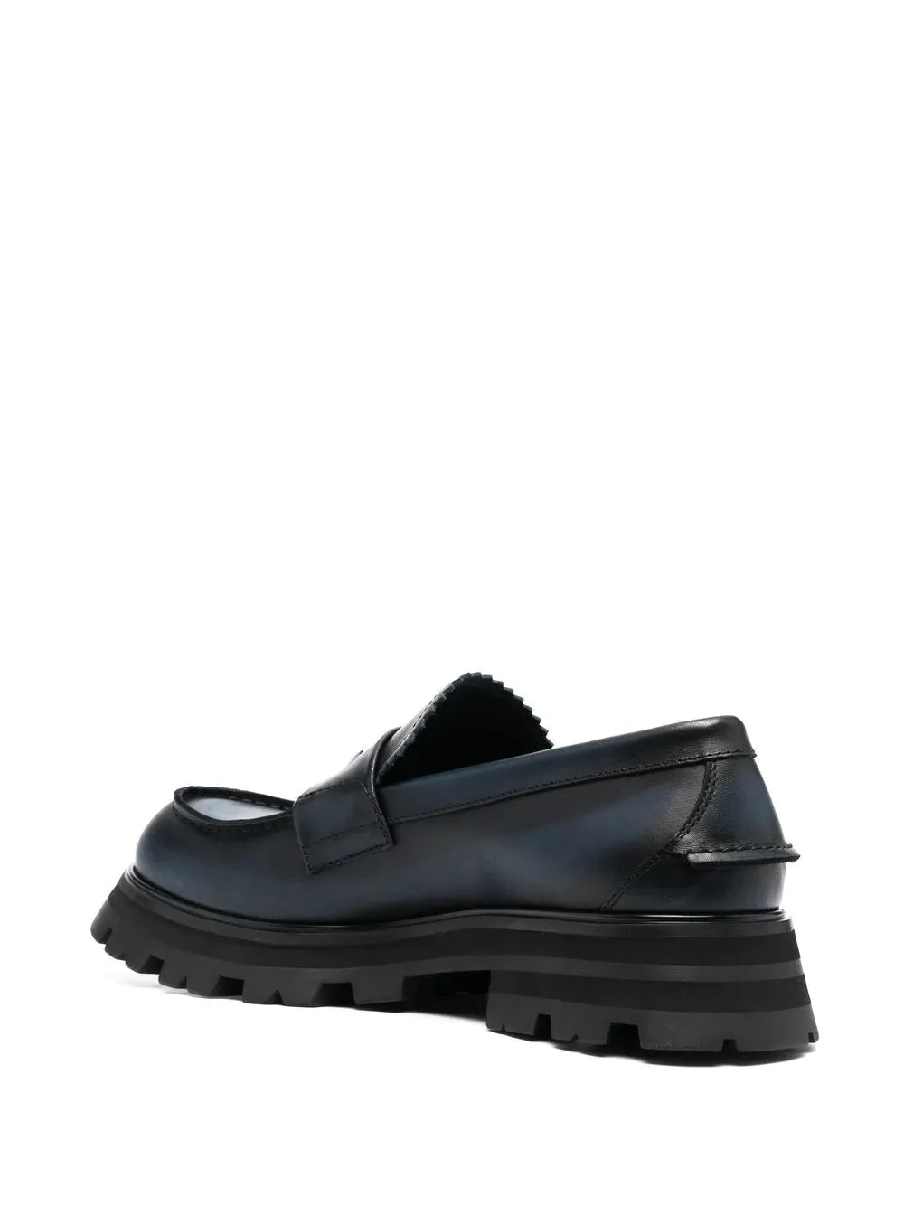 ALEXANDER MCQUEEN Ridged Swirl-design Leather Loafers Black