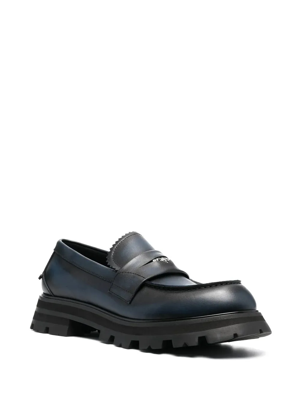 ALEXANDER MCQUEEN Ridged Swirl-design Leather Loafers Black