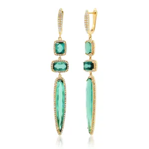ALLEGRO EARRINGS, TEAL TOURMALINE, GOLD