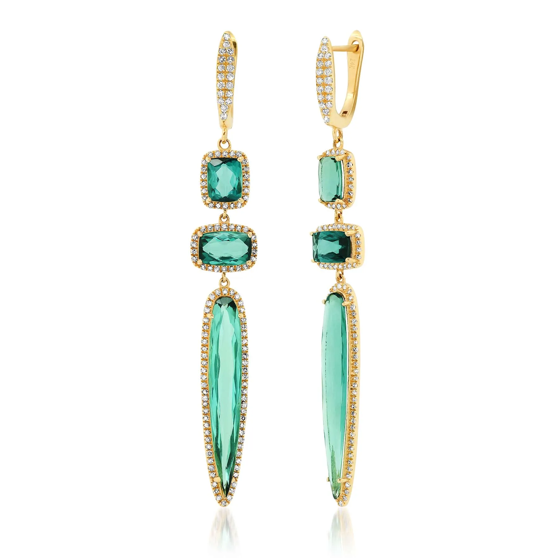 ALLEGRO EARRINGS, TEAL TOURMALINE, GOLD