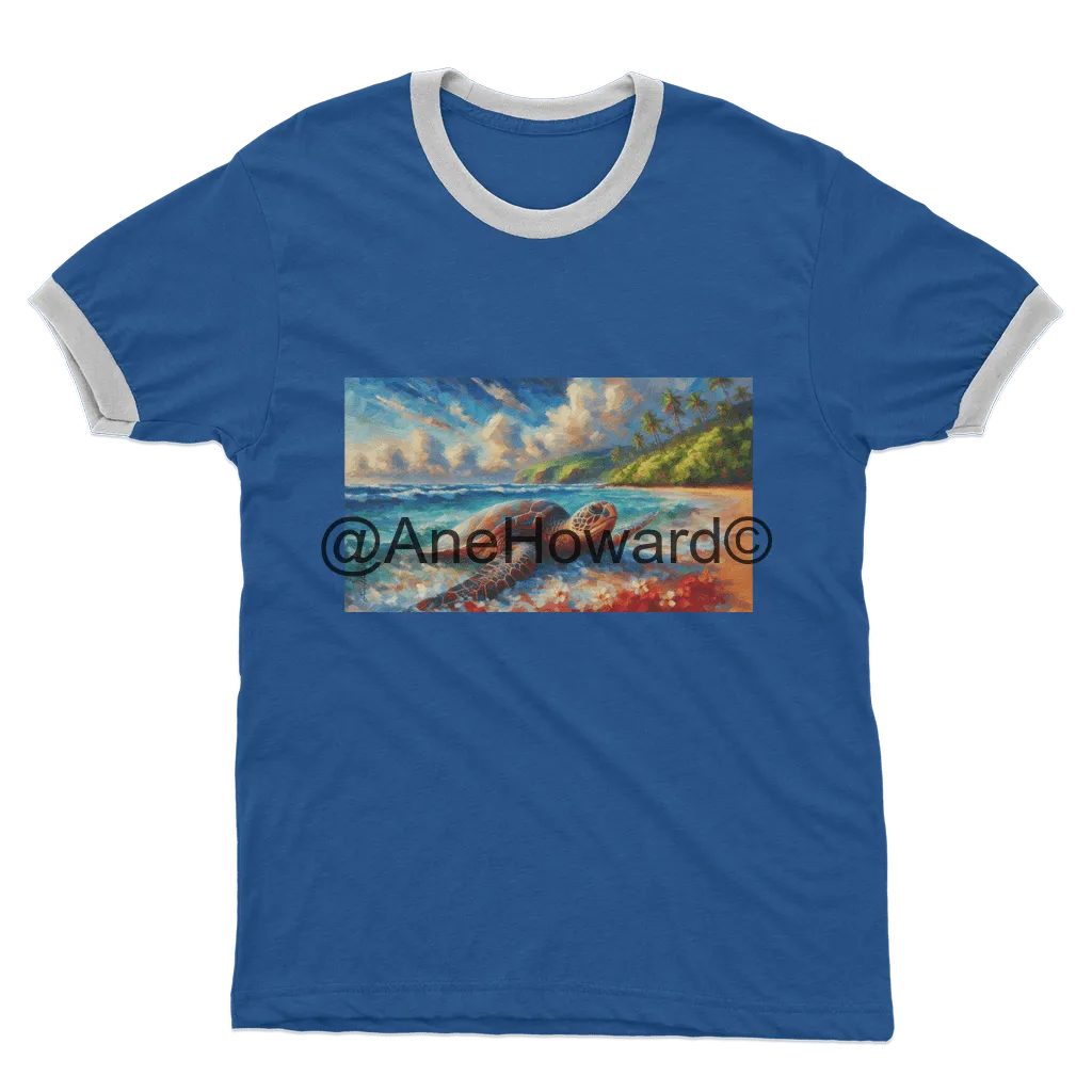 Aloha Sea Turtle Sea Turtle Ringer Cotton T-Shirt