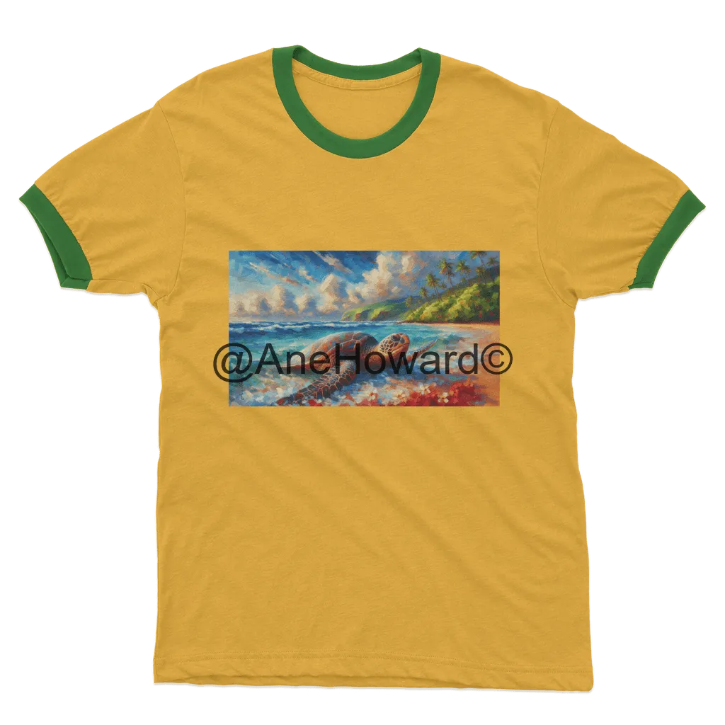 Aloha Sea Turtle Sea Turtle Ringer Cotton T-Shirt