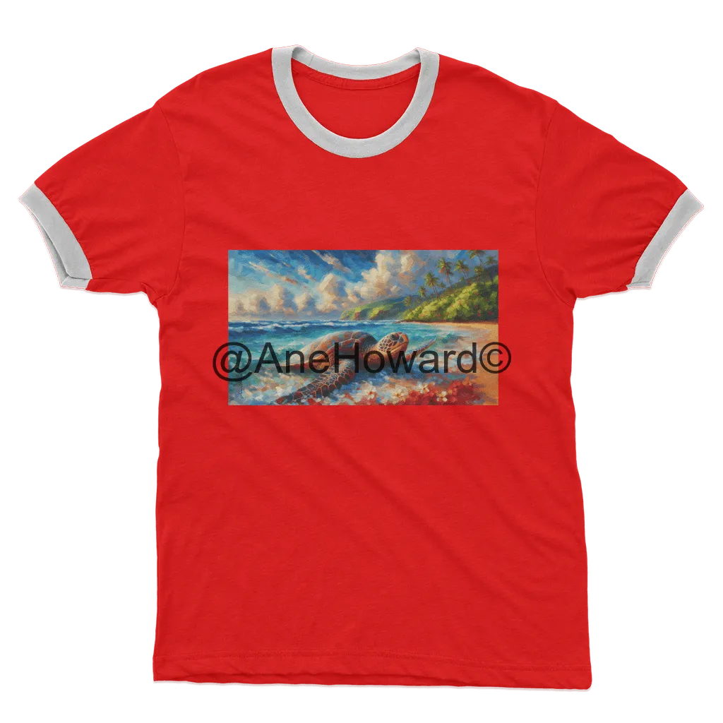 Aloha Sea Turtle Sea Turtle Ringer Cotton T-Shirt