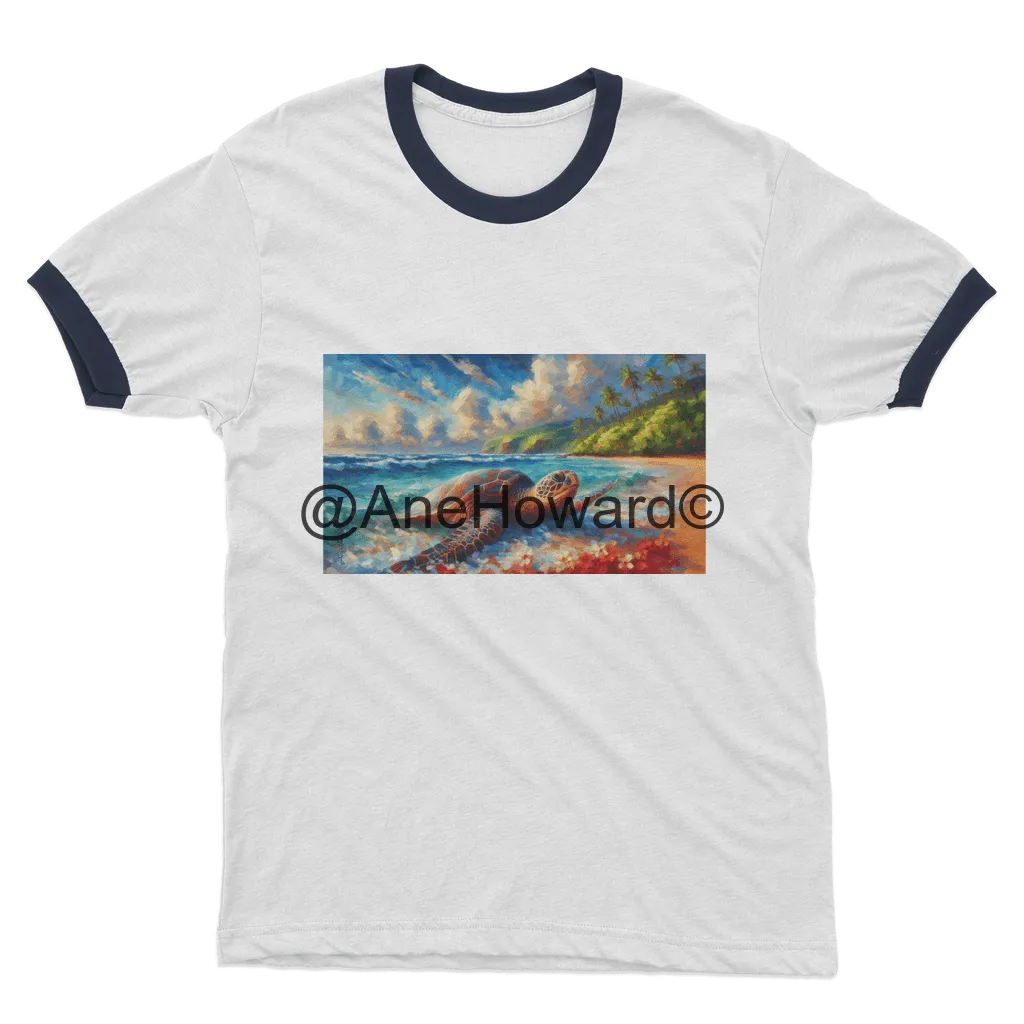 Aloha Sea Turtle Sea Turtle Ringer Cotton T-Shirt