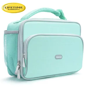 Amersun Kids Lunch Box,Durable Insulated School Lunch Bag with Padded Liner Keep Food Hot Cold for Long Time,Small Water-resistant Thermal Travel Office Lunch Cooler for Girls Boys-2 Pocket,Light Blue