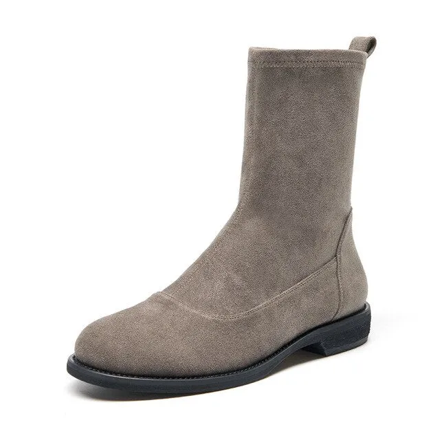 Ankle Sock Boots Women Stretch Fabric Band Shoes
