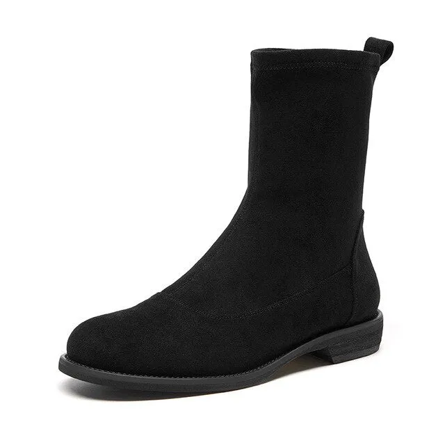 Ankle Sock Boots Women Stretch Fabric Band Shoes