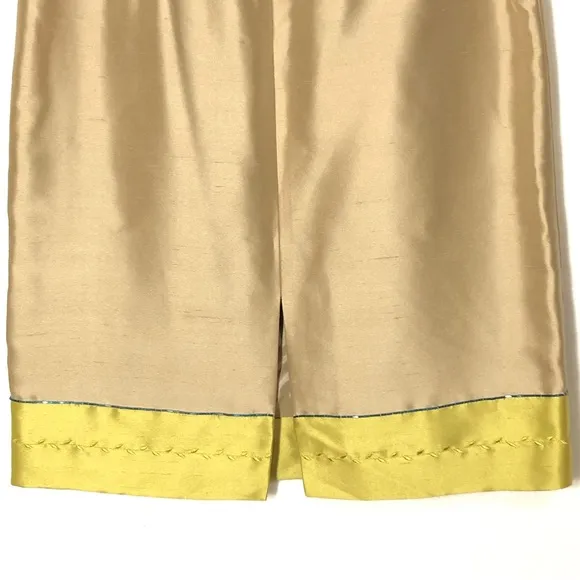 Ann Taylor Petite 100% Silk Skirt Stunning Floral Beading &amp; Embroidery Womens 8P