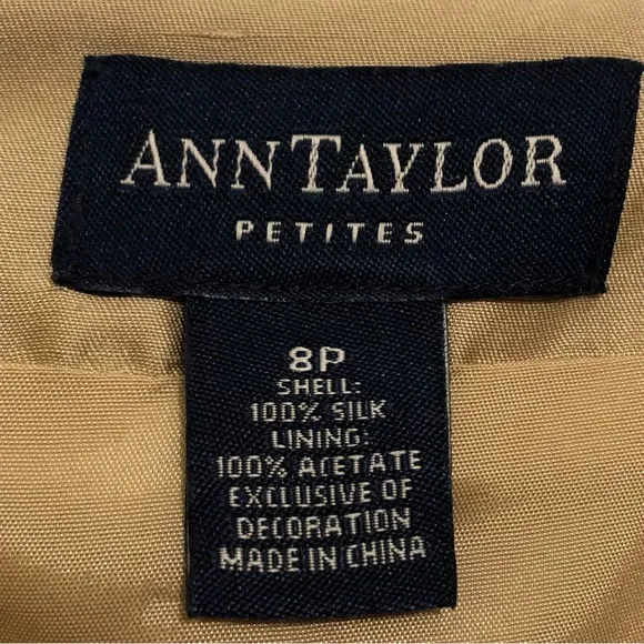 Ann Taylor Petite 100% Silk Skirt Stunning Floral Beading &amp; Embroidery Womens 8P