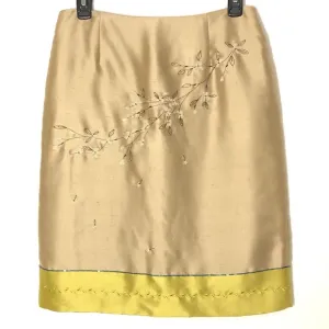 Ann Taylor Petite 100% Silk Skirt Stunning Floral Beading &amp; Embroidery Womens 8P