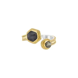 Anna Beck Grey Sapphire & Pyrite Open Ring Gold - Limited Edition