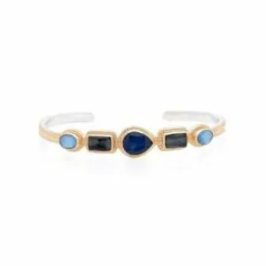 Anna Beck Hematite & Sapphire Multi-stone Cuff - Gold