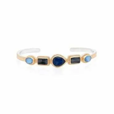 Anna Beck Hematite & Sapphire Multi-stone Cuff - Gold