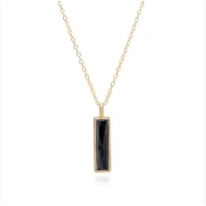 Anna Beck Hematite Bar Pendant Necklace 30"- Gold